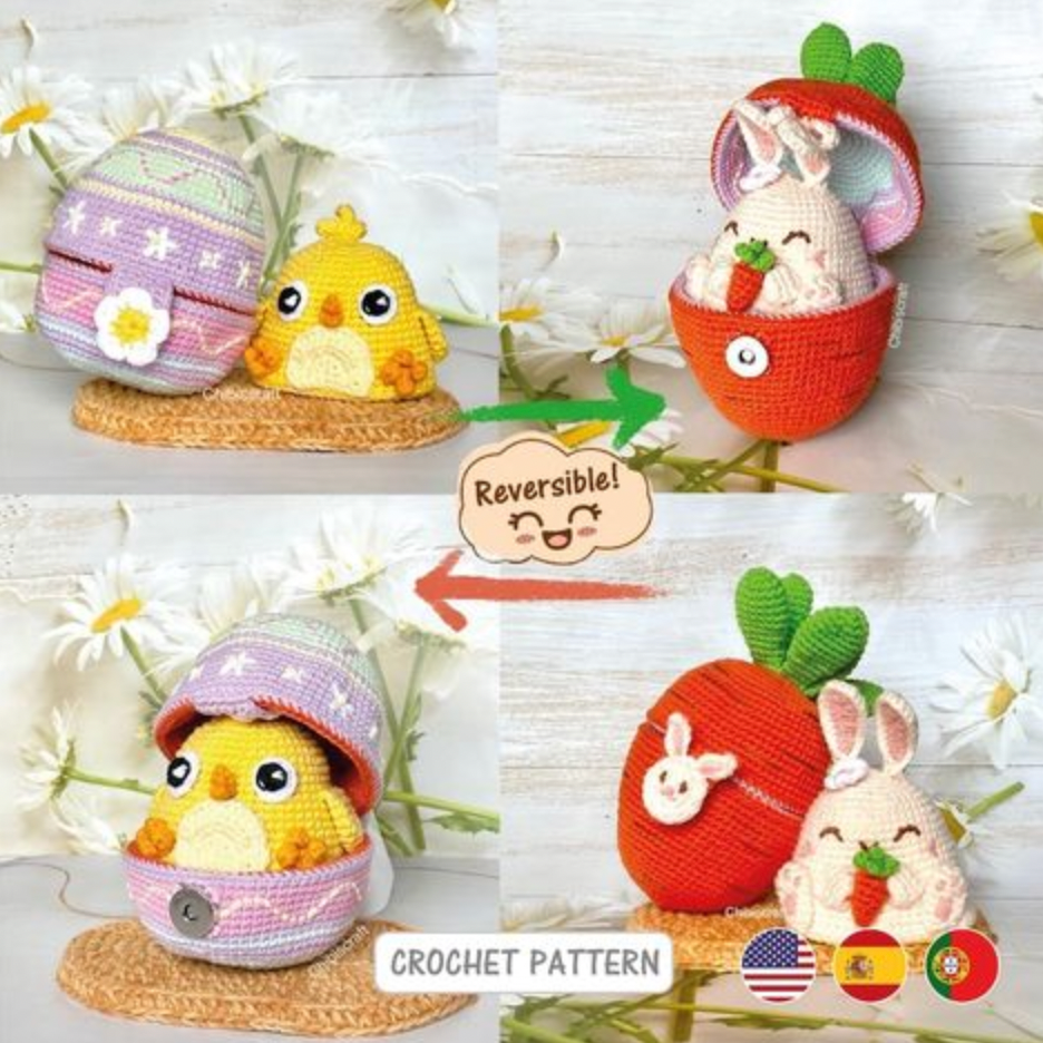 Easter bunny in carrot into Chic in Egg